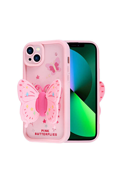 Rivor Apple iPhone 13 / iPhone 14 Uyumlu Kılıf Kamera Korumalı Kelebek Figürl...