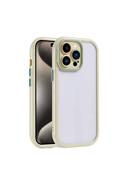 Nezih Case İphone 15 Pro Max Kılıf Kamera Koruması ve Kenarları renkli Arkası...