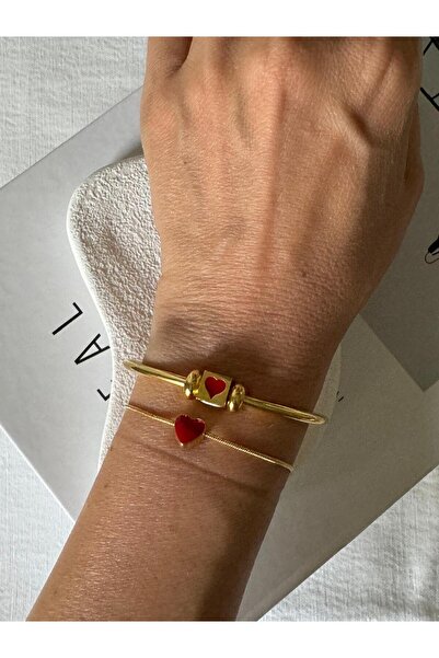 Rossetto Atelier Altın Kaplama Küp Kalp,Nal,Göz,Nazar Figürlü Şans Bilekliği