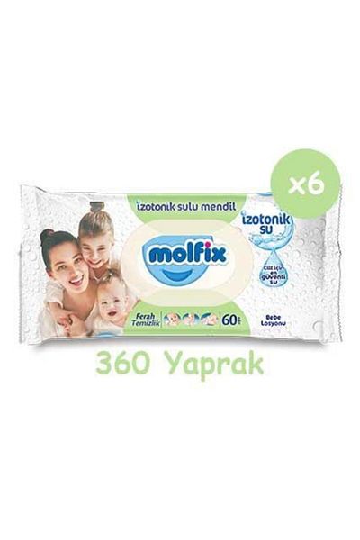 Molfix Fresh Cleaning Isotonic Water Wet Wipes 6 Pack (360 pcs)