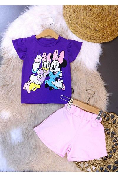 Koçak Kids Girl's Casual T-Shirt and Shorts Set