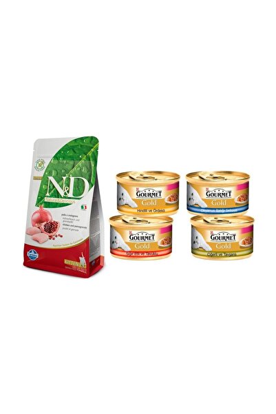 N&D Tahılsız Kitten Tavuklu&narlı Kedi Maması 1,5 Kg + Gourmet Karışık Konser...