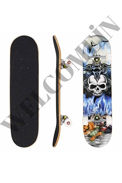 welcomein Kaykay Zımparalı Üst Yüzey Silikon Tekerli Akağaç  Kurukafa Ahşap K...