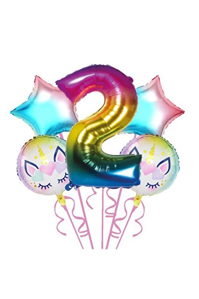 DÜVENCİ TİCARET Σετ μπαλονιών Unicorn Με σχέδιο με 5μερή μπαλόνια από αλουμιν...