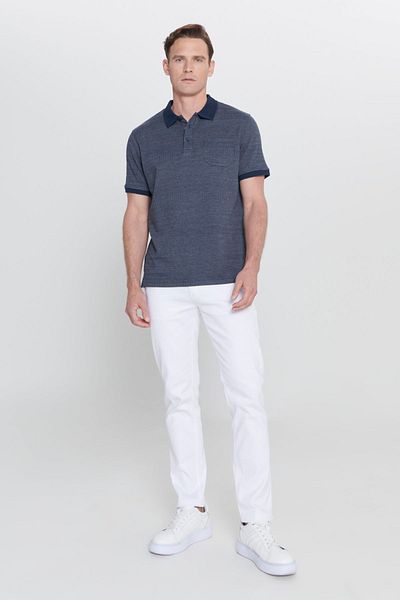 AC&Co / Altınyıldız Classics Pánské tričko se vzorem polo límečku s širokým střihem Comfort Fit