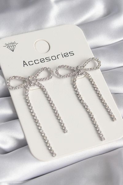 shinecollection hanging earrings bow ribbon earrings