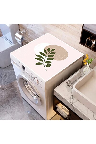 ALAMODECOR Bohem Yaprak Model Baskılı Çamaşır Makine Örtüsü Kumaş Örtü 62cm X...