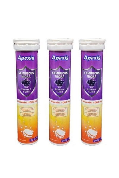 Apexis Sambucus Nigra Vitamin C 1000mg&zinc 3x20 Tablets