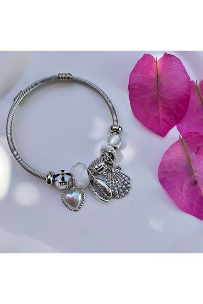Home White Color Seashell Charm Pandora' Bracelet