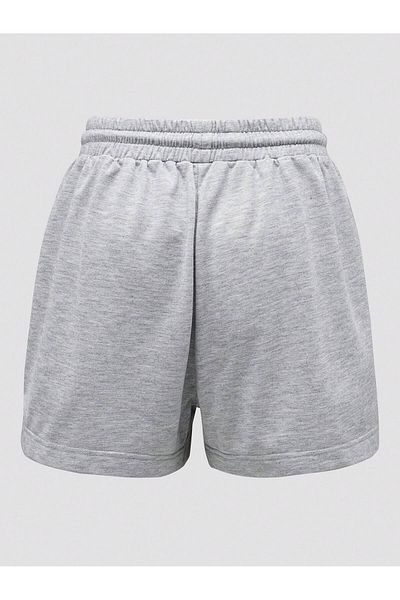 Mythologie Pantaloni scurți din bumbac pieptănat, tricotat cu talie înaltă, gri