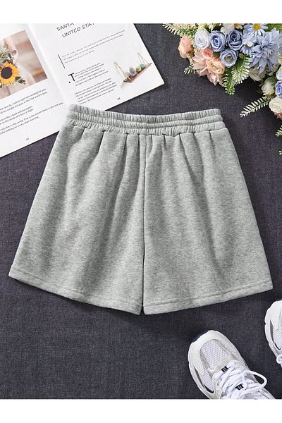 Mythologie Pantaloni scurți tricotați cu talie înaltă, cu imprimeu gri Brooklyn - Cu buzunar