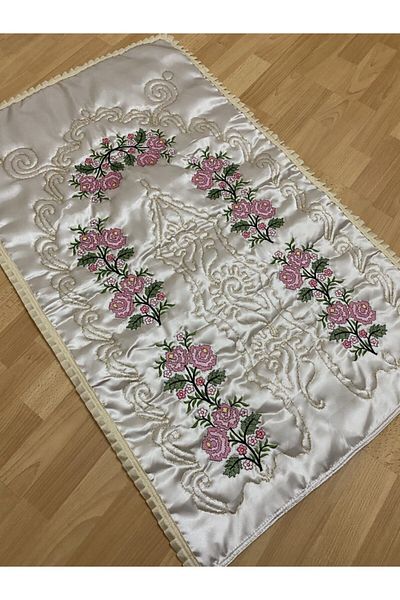 AYHANHOME Сатенен бродиран килим за молитви Cappuccino Dowry