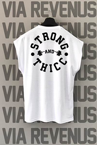 Vordevia Tricou sport alb - puternic, gros, imprimat pe spate, mâneci zero