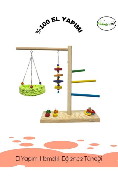 ADAPATİ PET El Yapımı Ahşap Kuş Oyuncağı (hamak Renk Seçeneğini Belirtiniz)