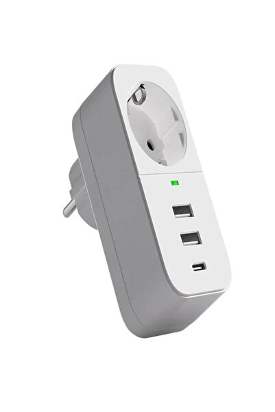 ÇELİKWORK FTR017 3in1 Termal Akım Korumalı Çoklayıcı Priz 2 USB-A 1 PD Type-C 1 Soket 3680W