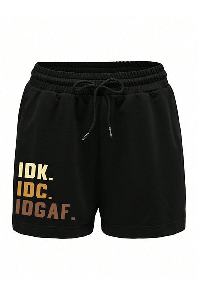 Mythologie Pantaloni scurți din bumbac pieptănat Idgaf cu imprimeu negru - Vară cu buzunar