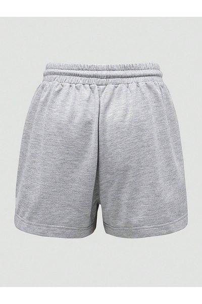 modaberry Gray Dragon Design Combed Cotton Shorts - Pocketed Summer