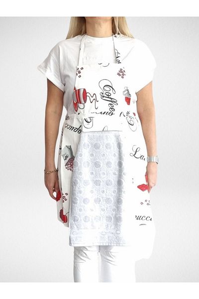 Enoteks Waterproof Kitchen Apron with Towel Coffee-Grey Towel