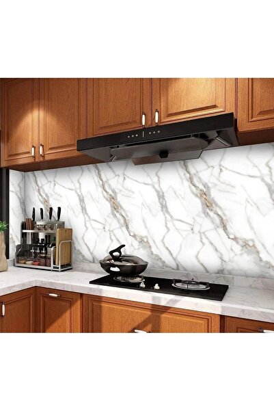 CNGZSHOP 5 метра бяло фолио с мраморен мотив - кухненска хартия за работни пл...