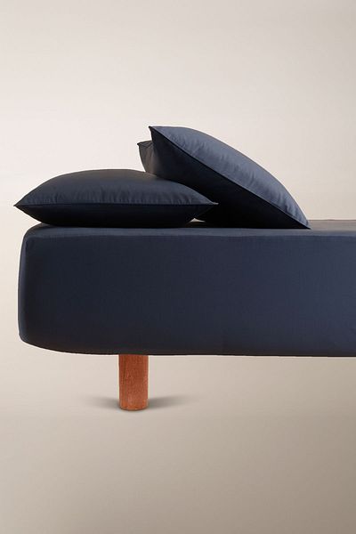 Penelope 100% Cotton Satin - Navy Blue Sheet Set 200X200 Cm, Elastic - Lia Series