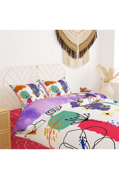 yok yok evim eve dair her şey 3D Digital Printed Duvet Cover Set with Flower Detail