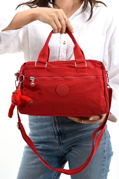 Sanmorris Red Colored Large Size Water Resistant Crinkle Bag - Crossbody and Shoulder Strap