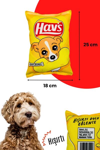 Havhav Hav's Peluş Cips Hışırtı Sesli Köpek Oyuncağı Cips Şeklinde Ses Çıkaran Köpek Oyun Arkadaşı