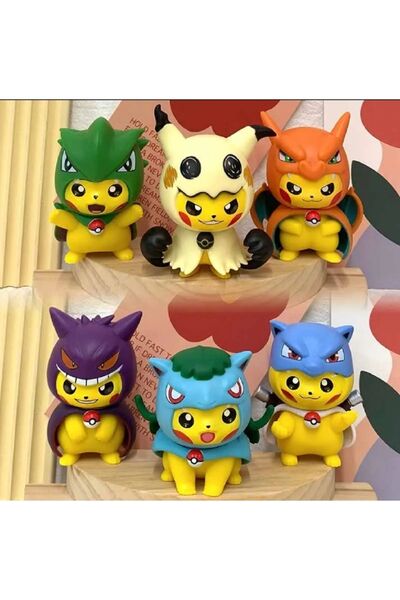 hediyeconcepti 6 Adet Pokemon Rakamlar Oyuncak Seti Pikachu Charmander Bulbasaur Gentle Gengar PVC Karikatür