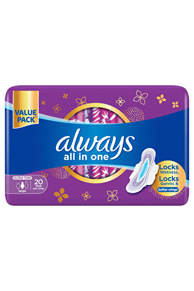 Always فوط صحية نظيفة وجافة | حجم كبير | 20 قطعة