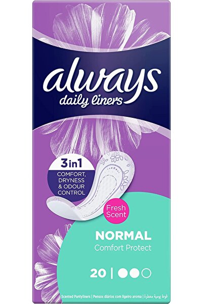 Always بطانات يومية مريحة تحمي رائحة منعشة عادية 20 قيراط