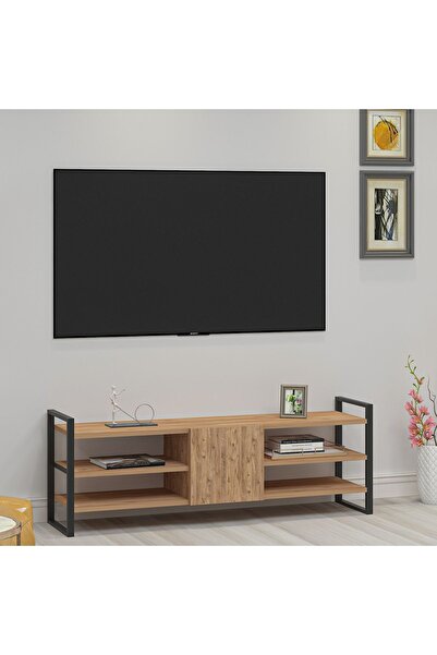 Ninnimo Lal Tv Ünitesi Tv Sehpası Demir Ayak Antikçam ,raflı Kapaklı Tv Ünite...