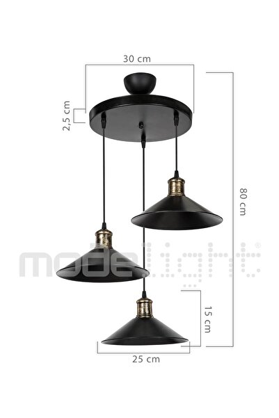 Modelight Maya 3lü Sarkıt Çember Siyah