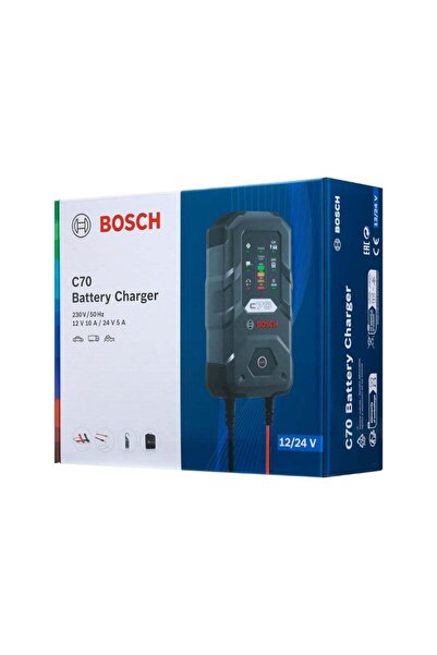 Bosch C70 Akü Şarj Cihazı | 10A – 12V/24V | 300 Ah Kapasiteli | Tam Otomatik Akü Bakım Cihazı |