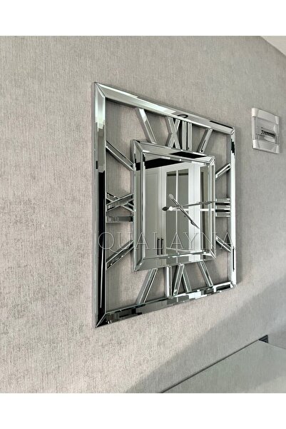 QUAL 80*80 cm Gümüş X saat