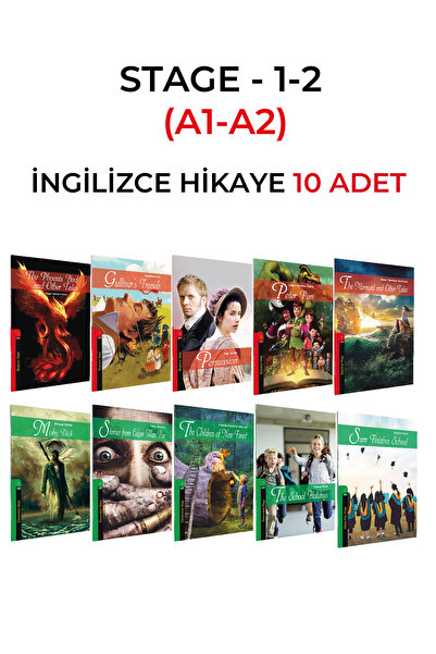 Kapadokya Yayınları İNGİLİZCE HİKAYE A1-A2 SEVİYELERİ (STAGE 1 VE 2) SEVİYELERİ 10 LU SET