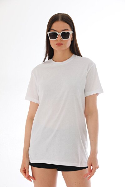 ALİNDA تي شيرت قطن بأكمام قصيرة ورقبة دائرية