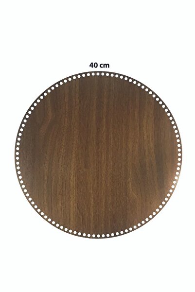 şamaksesuar 40 cm Round Walnut Single Face - Wooden 3 mm Mdf Basket Tray Base...