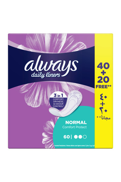 Always Daily Liners Comfort Protect Normal 60 ct