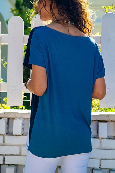 Güneşkızı Γυναικείο μπλουζάκι Indigo Color Block Casual GK-JR402