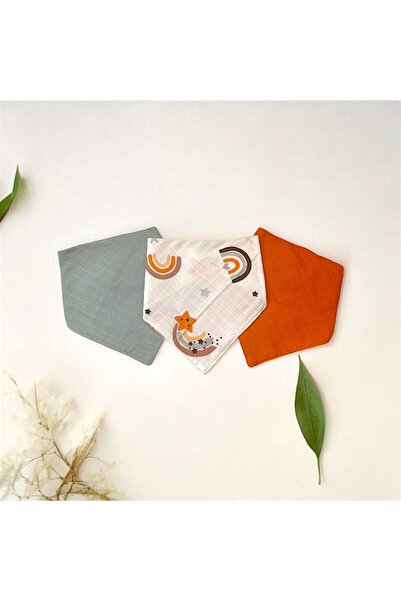 lilamtasarım 100% Organic Cotton Double Layer Muslin Fabric Baby Drool Bib wi...