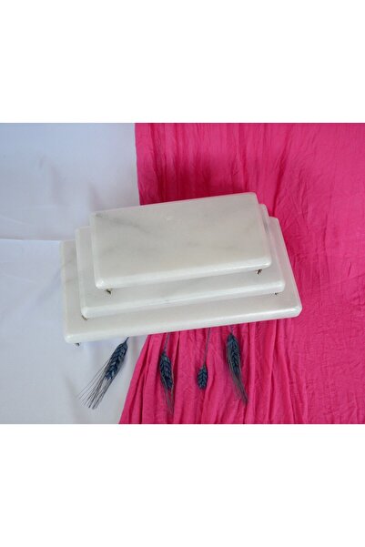 Başakmarble Real Marble Presentation Set of 3 with Silver Legs (BAŞAKMARBLE)