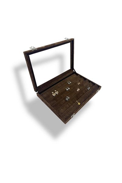 DİJİTAL ÇARŞI MAĞAZACILIK Комплект колиета Richbox Alcantara Brown - Кутия за обеци