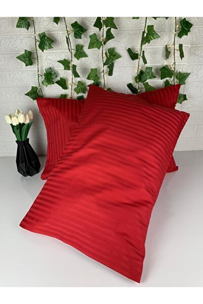 EVYA Red Luxury Hotel Series 2-Piece 50X70Cm Pillow Case Striped Silk Texture