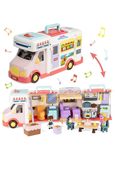 hediyecik Oyuncak 2'si 1 Arada Karavan Ev Oyun Seti Aksesuarlı Fonksiyonlu