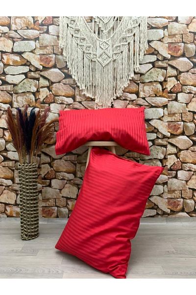 EVYA   Red Luxury Hotel Series 2-Piece 50X70Cm Pillow Case Striped Silk Texture