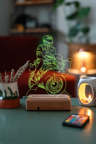 Modiwa Design Motor Sevenlere Hediye 16 Renk Kumandalı Gece Lambası