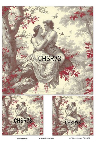 LİNEART Brass Patterned Lineart Decopage Paper - La-chsr73