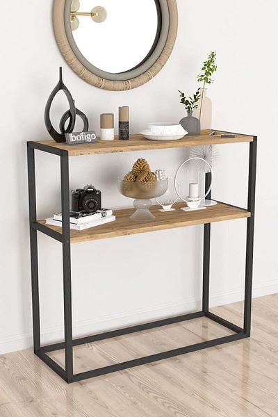 Bofigo Metal Leg Dresser Decorative Shelf Dresser Console Metal Dresser Pine