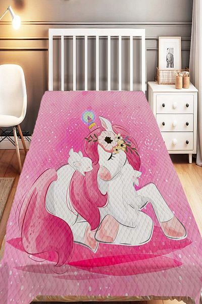 Else Dekor Pink Unicorn Horse Patterned Single Children's Pique Set