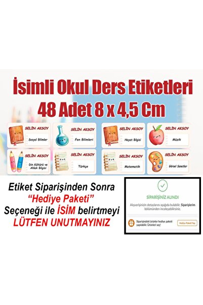 Aysprint Okul Ders için Kitap - Defter İsim Yazılabilen Etiketi Paketi